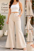Women's High-Waist Flarred Cotton Trousers