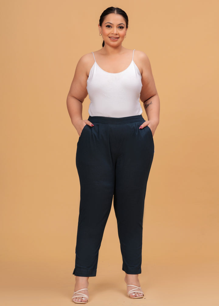 Teal Blue Cotton Pant