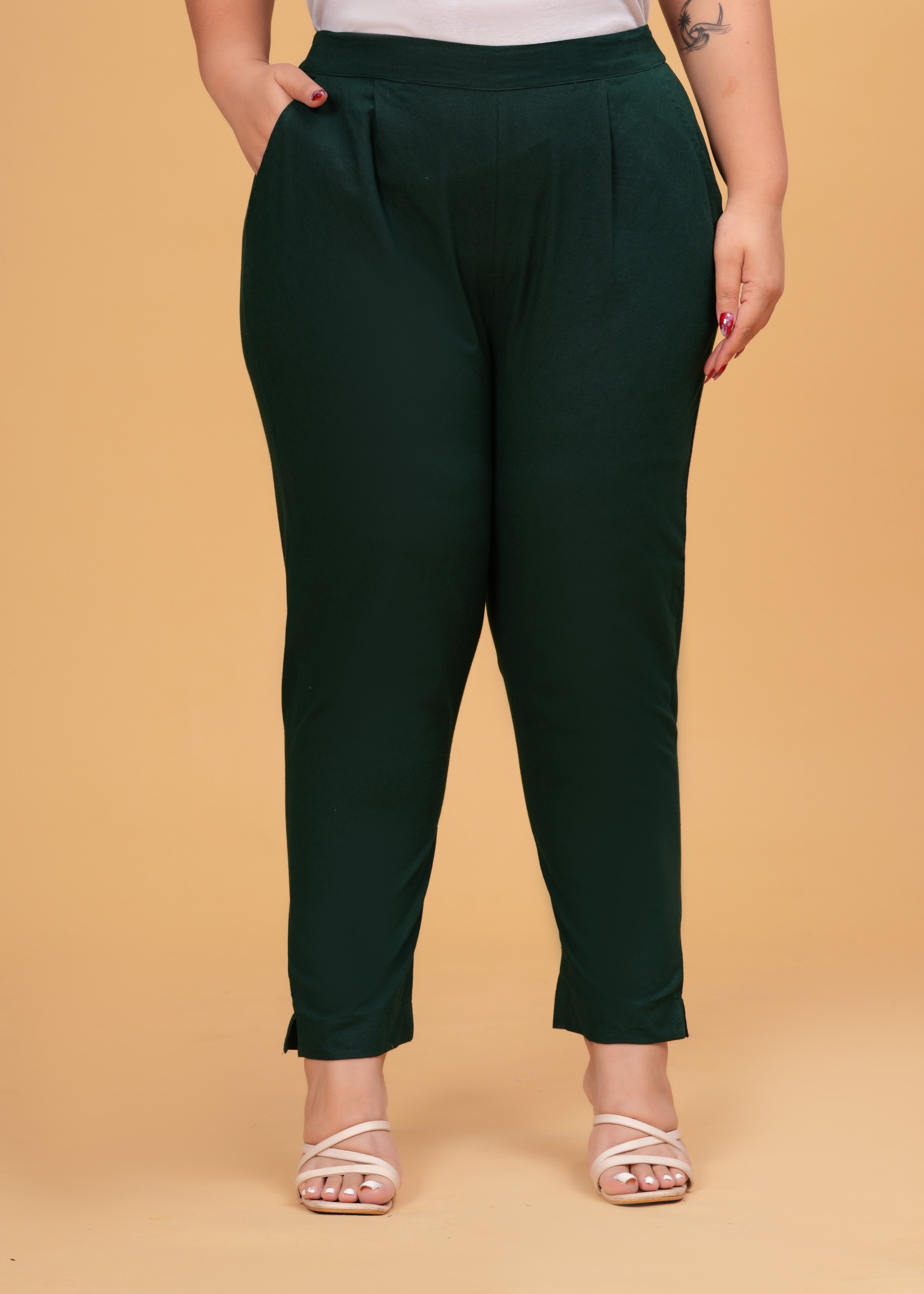 Bottle Green Cotton Pant