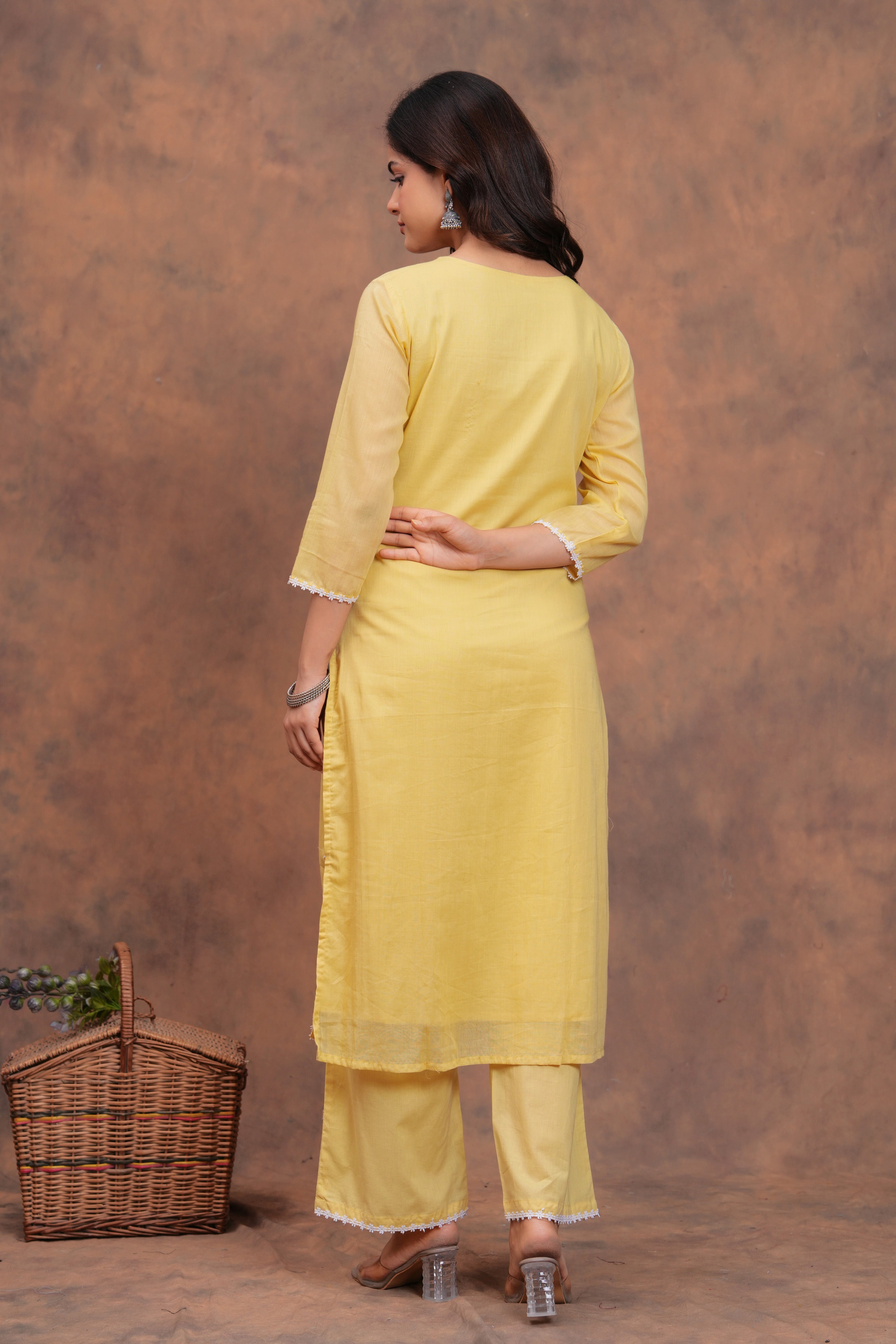 Butter Yellow Mul Cotton Suit Set