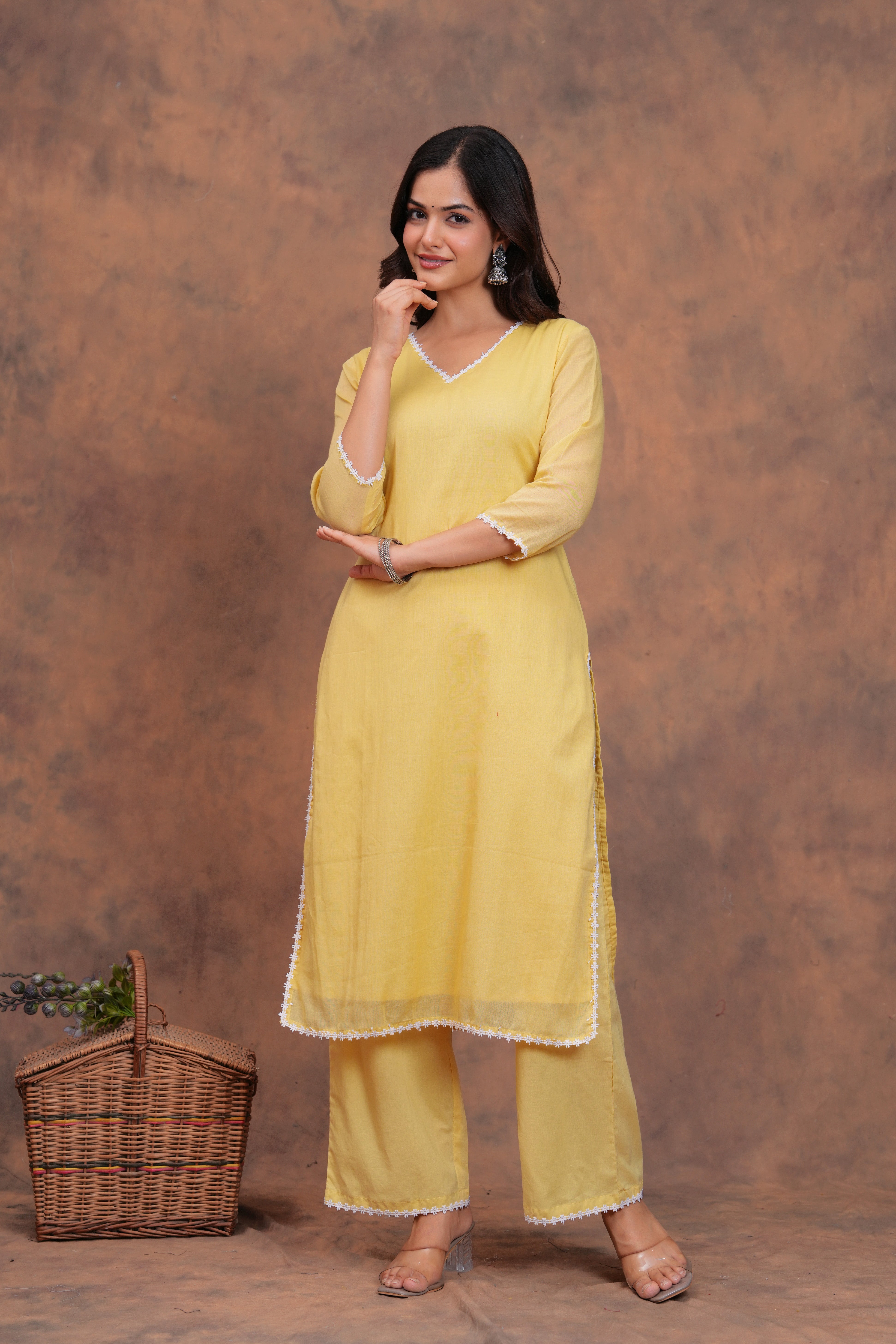 Butter Yellow Mul Cotton Suit Set