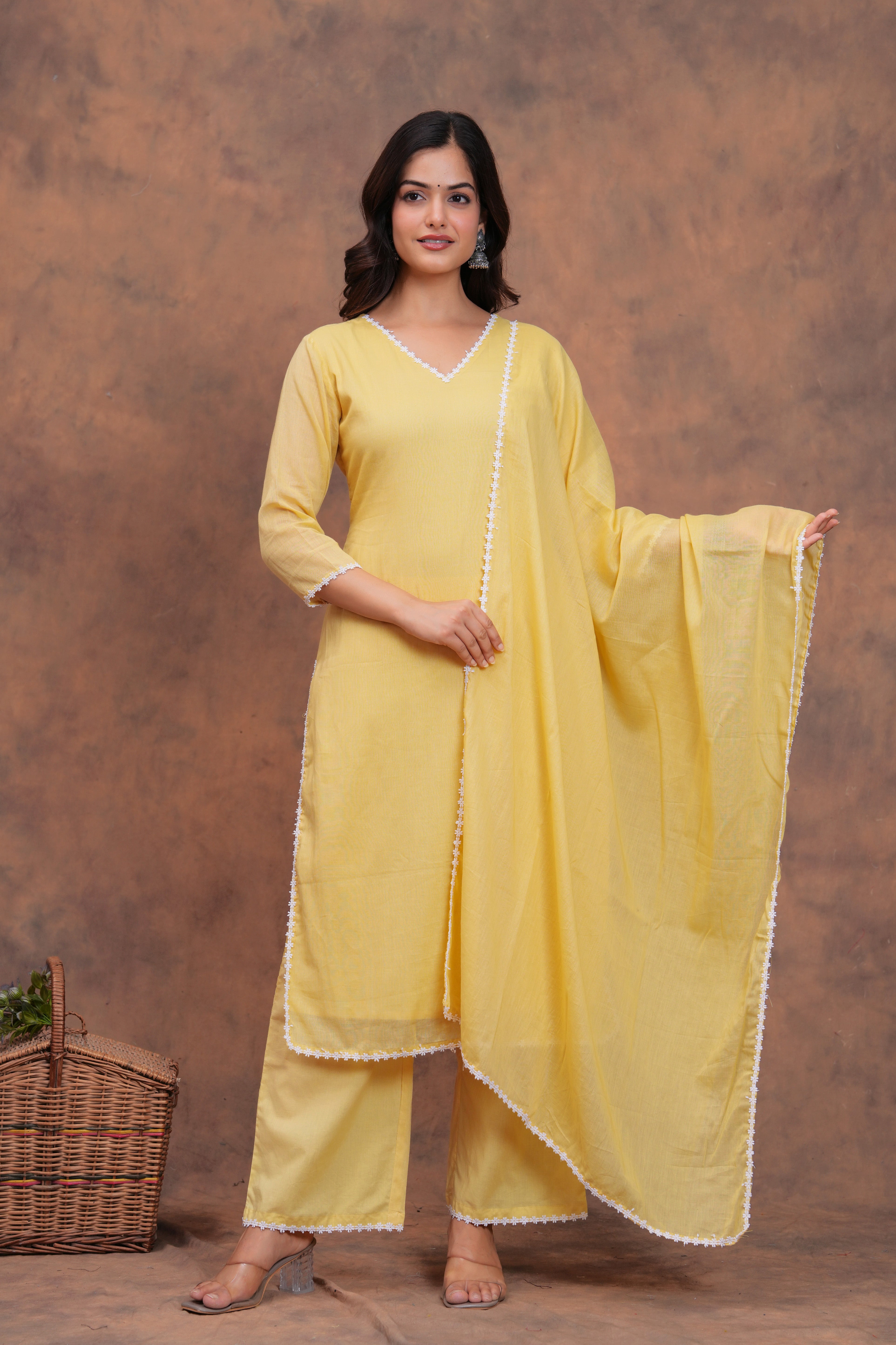 Butter Yellow Mul Cotton Suit Set