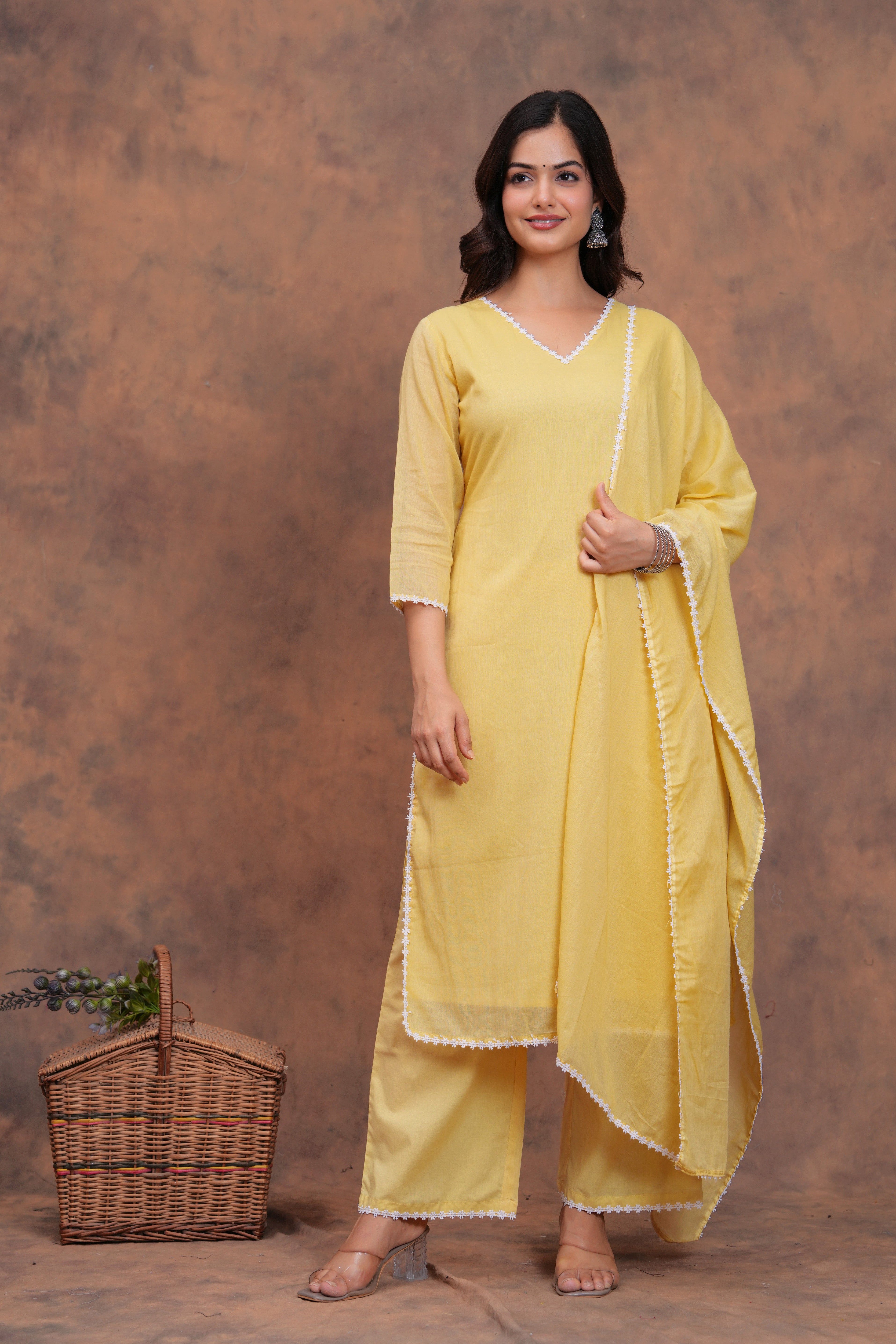 Butter Yellow Mul Cotton Suit Set