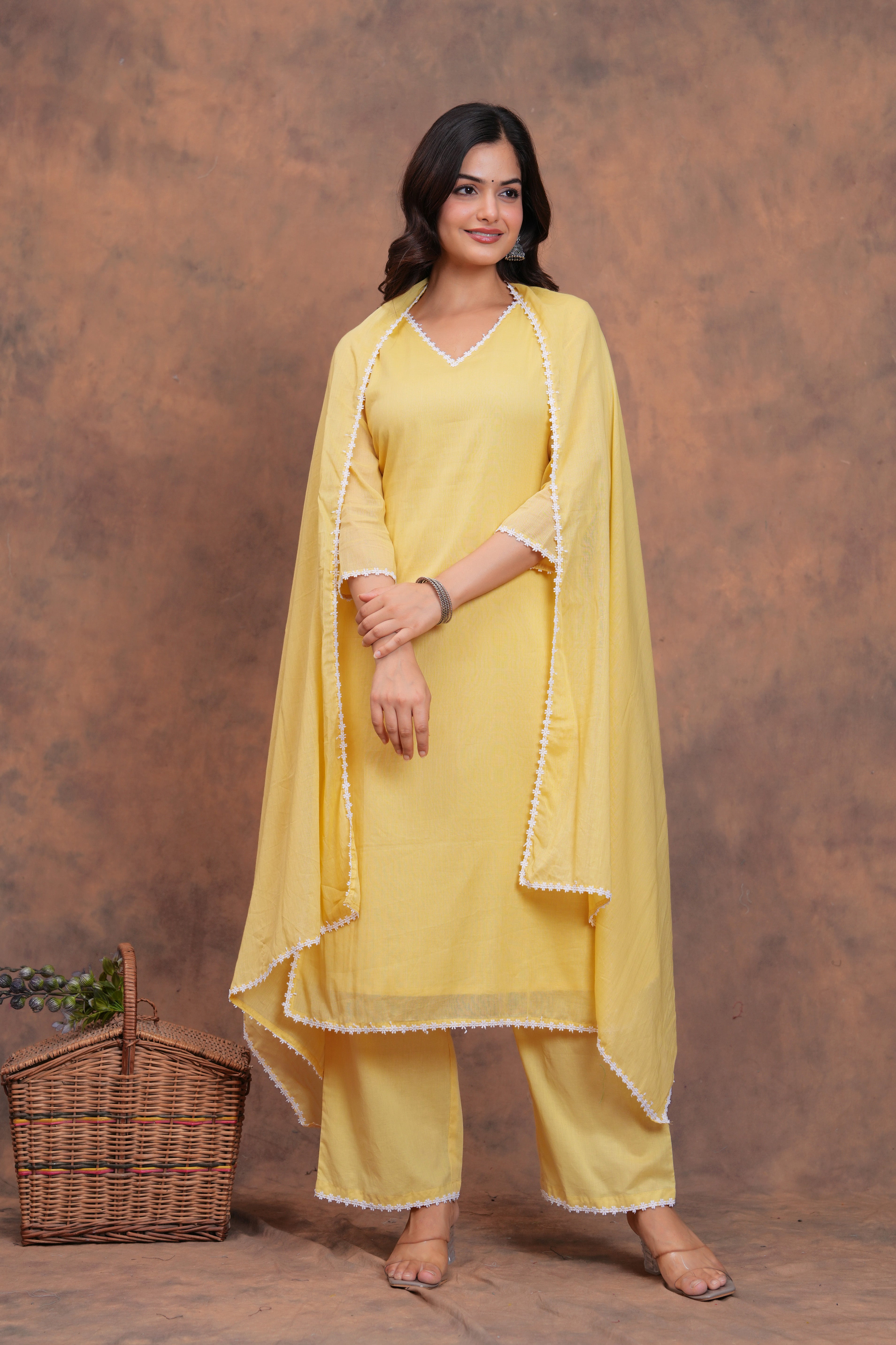 Butter Yellow Mul Cotton Suit Set