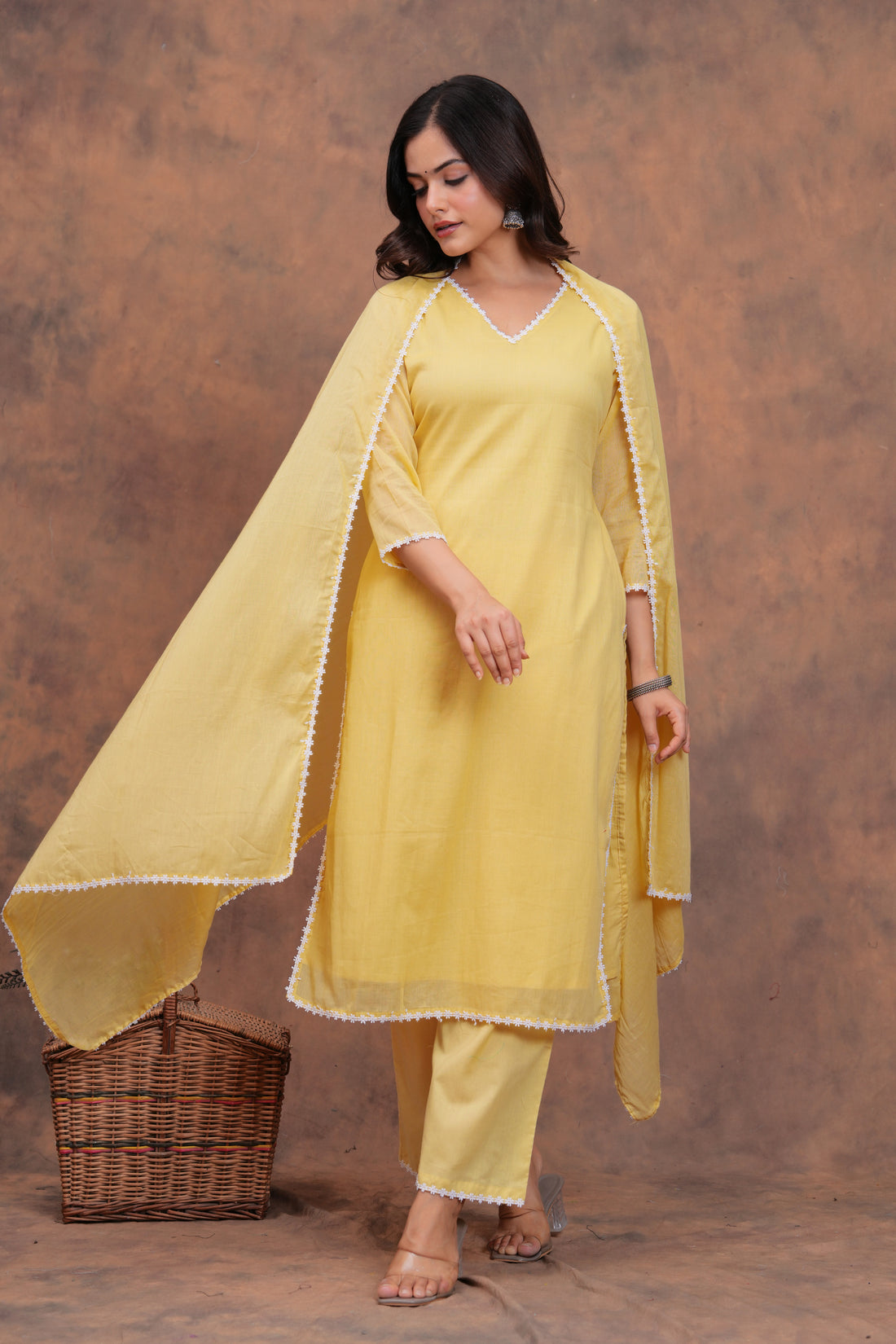 Butter Yellow Mul Cotton Suit Set