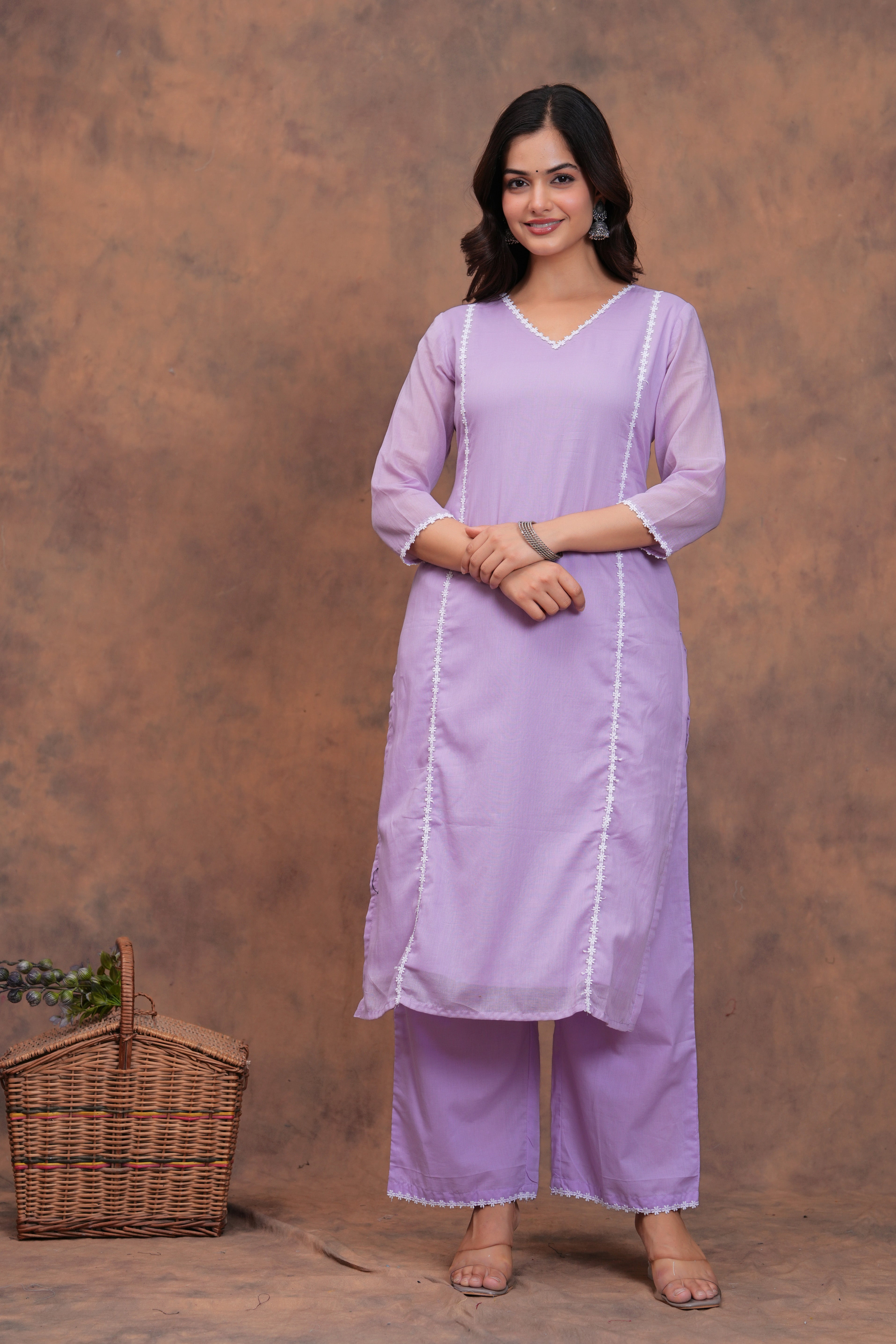 Lilac Mul Cotton Suit Set