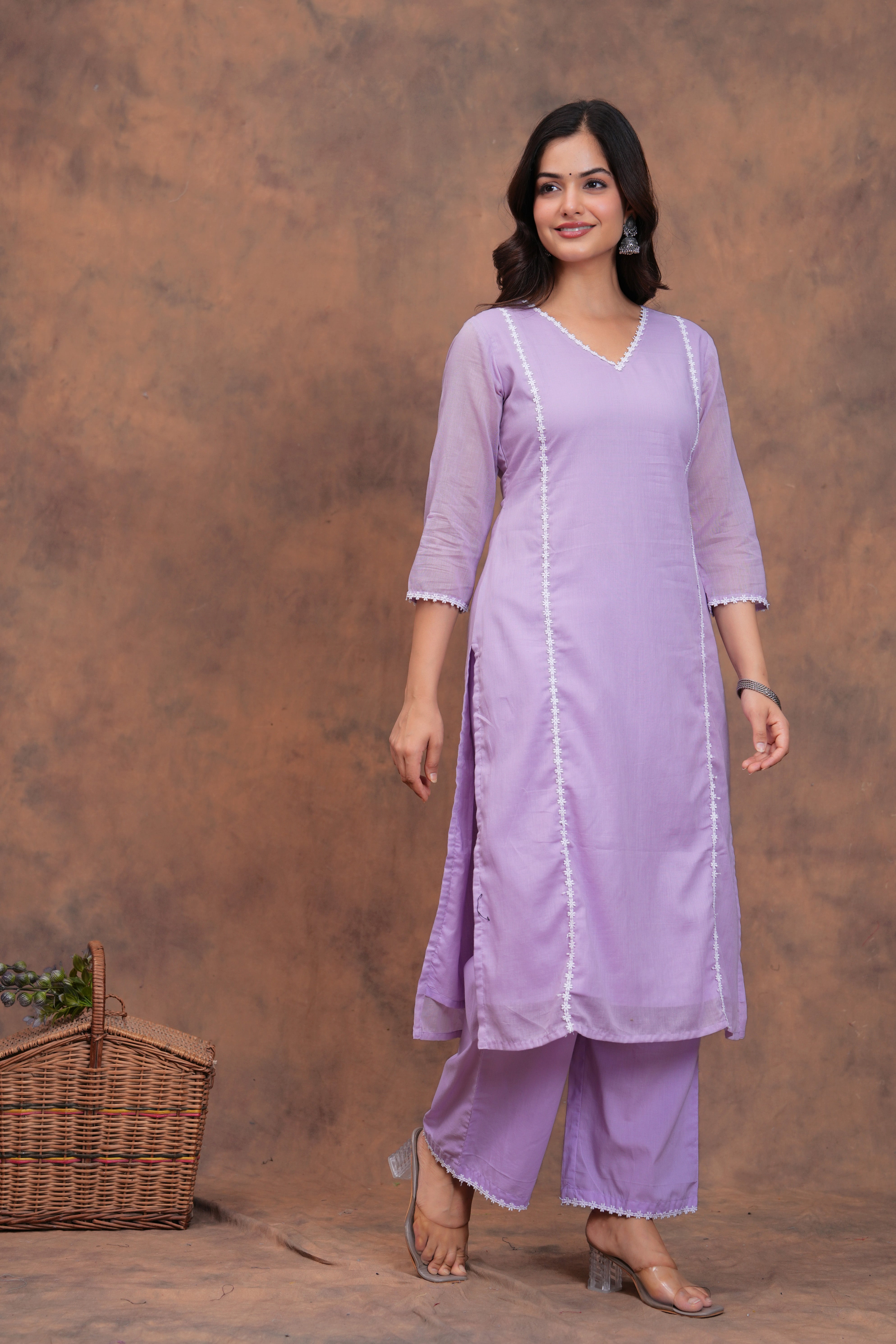 Lilac Mul Cotton Suit Set