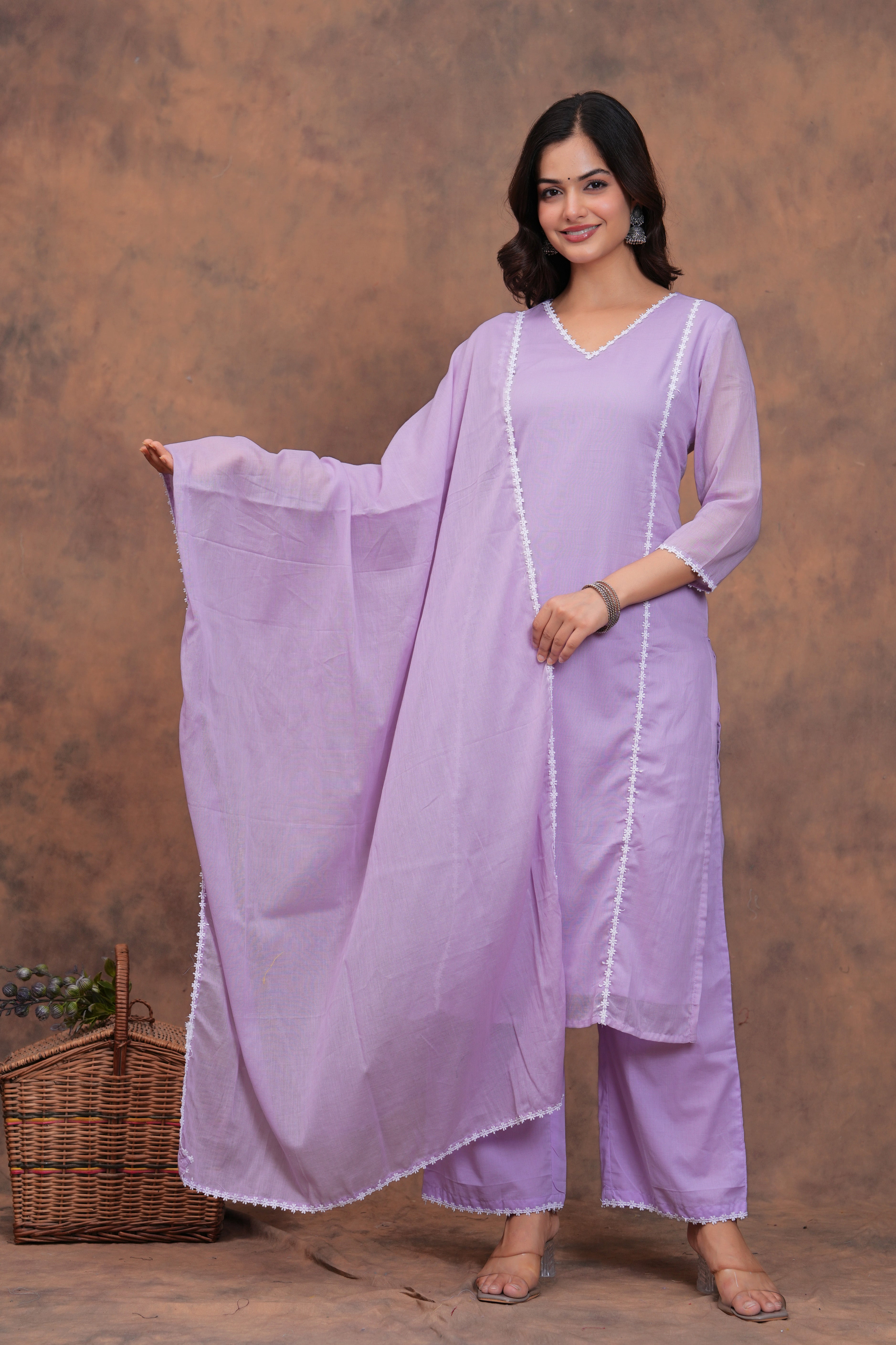 Lilac Mul Cotton Suit Set
