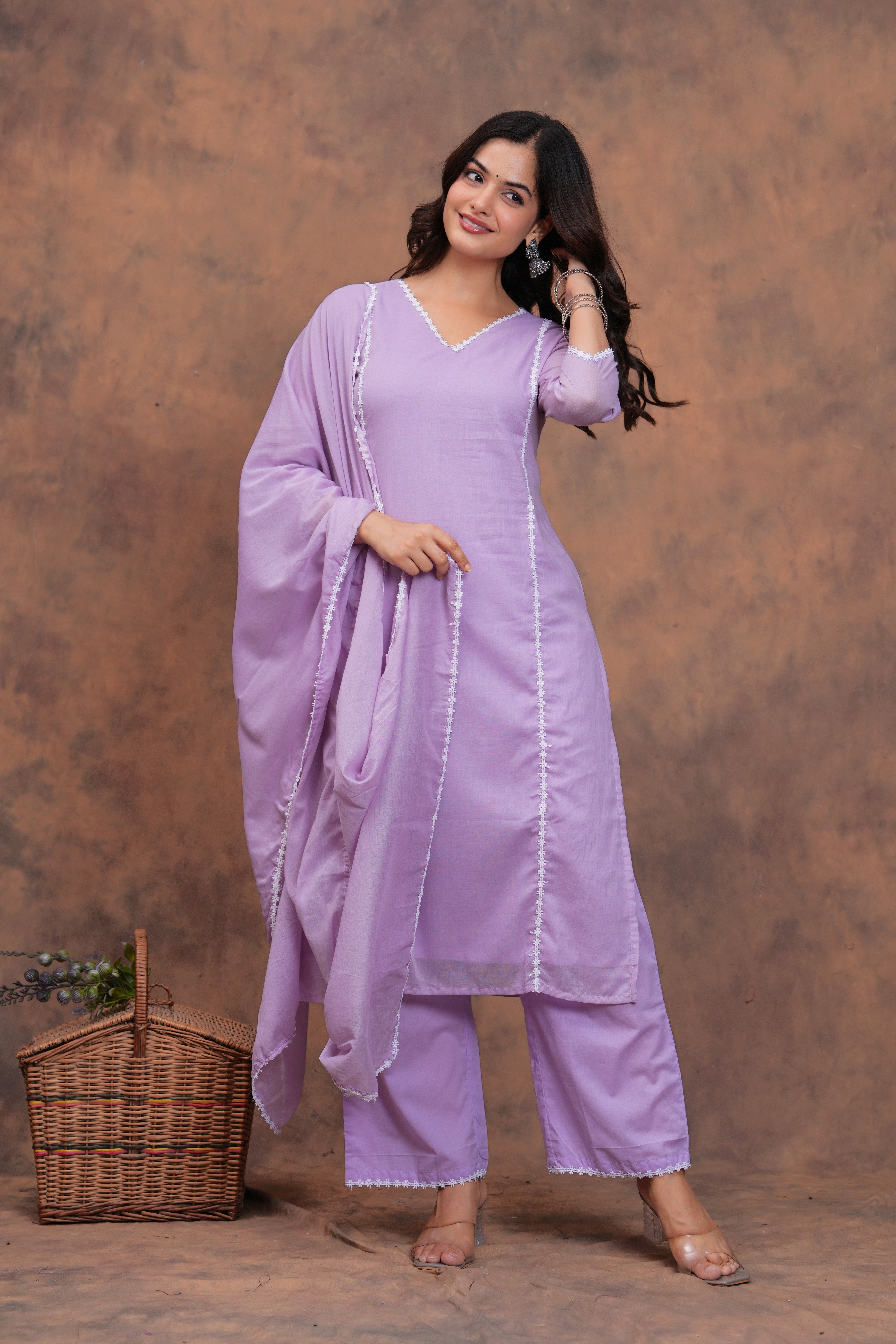 Lilac Mul Cotton Suit Set
