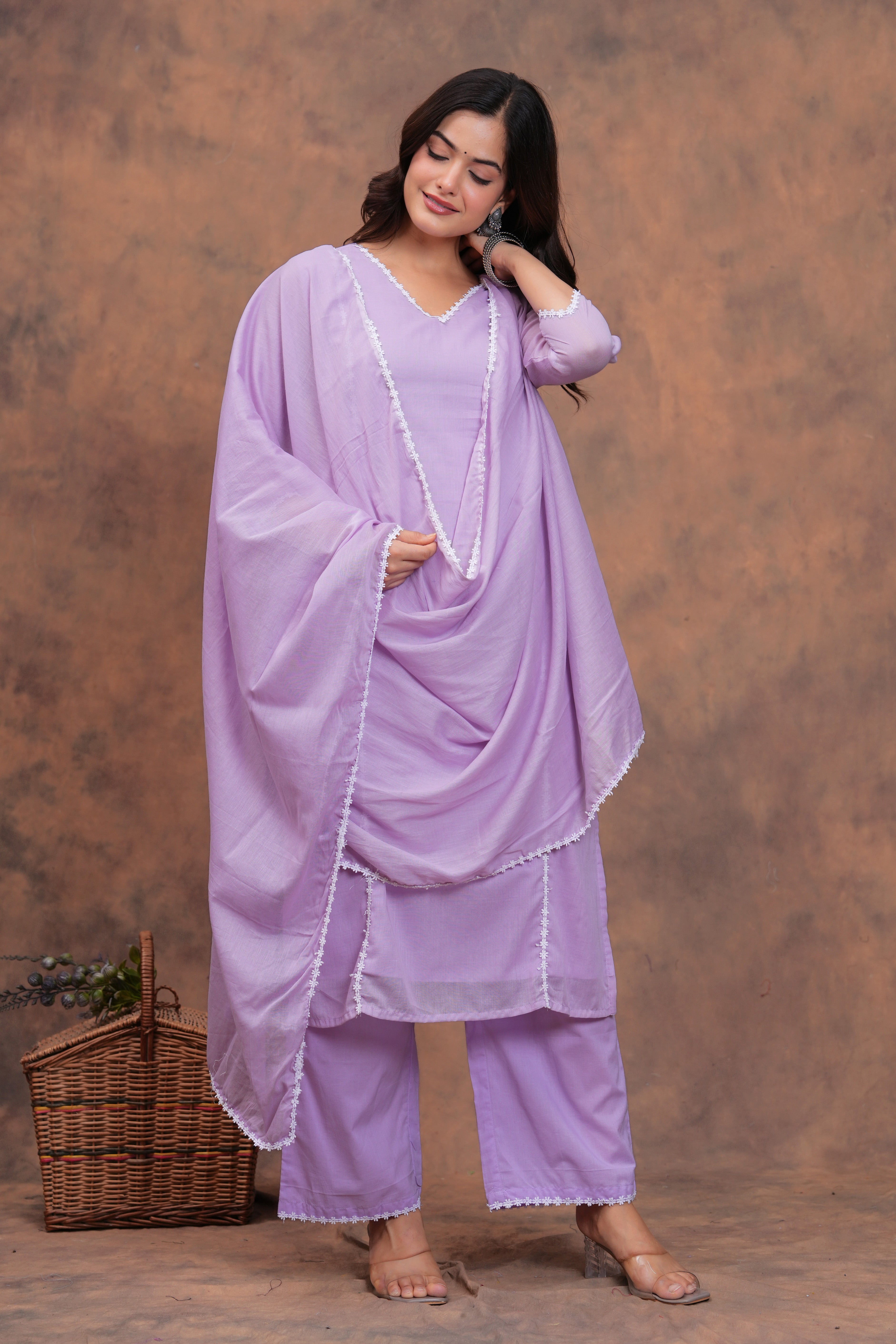 Lilac Mul Cotton Suit Set