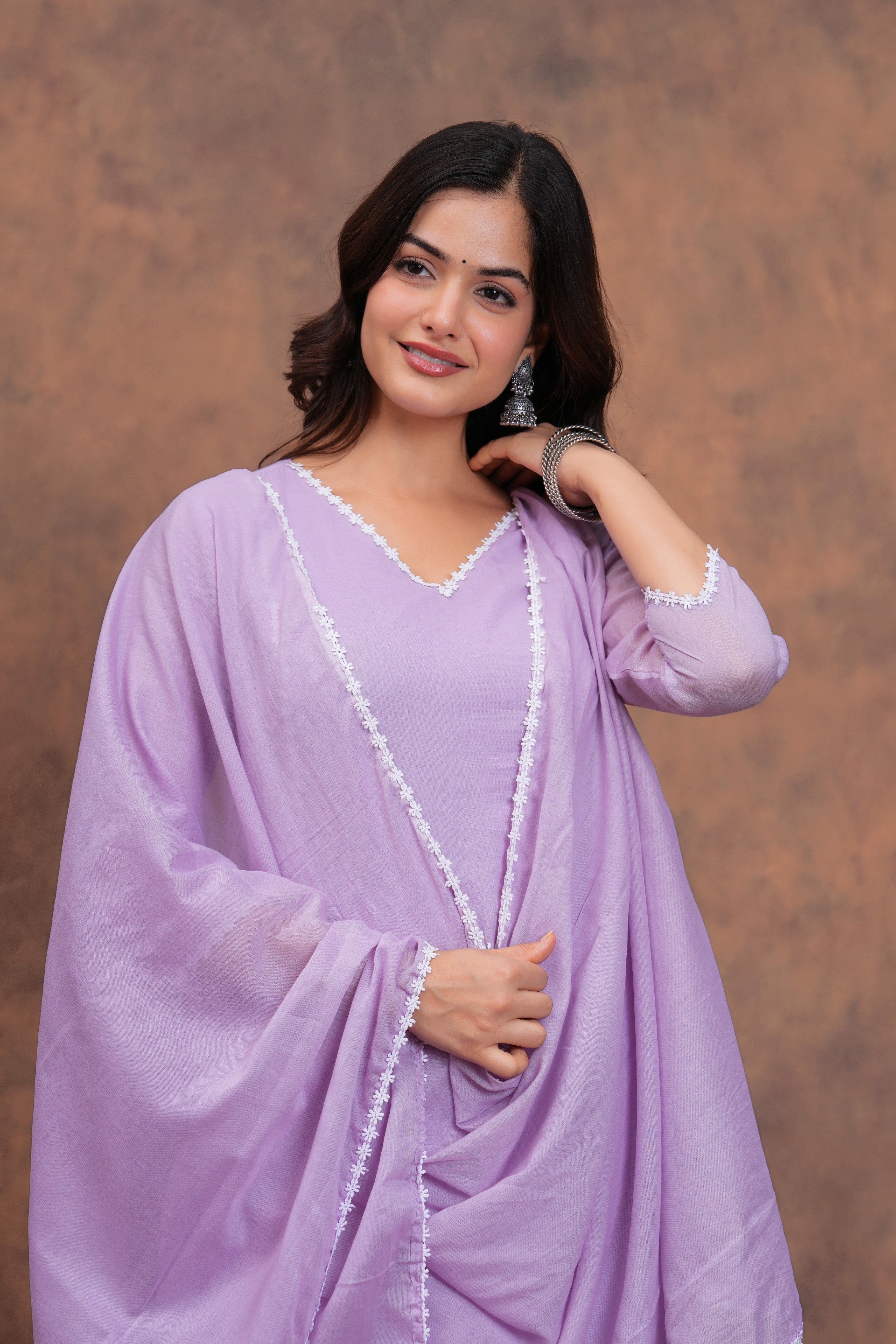Lilac Mul Cotton Suit Set