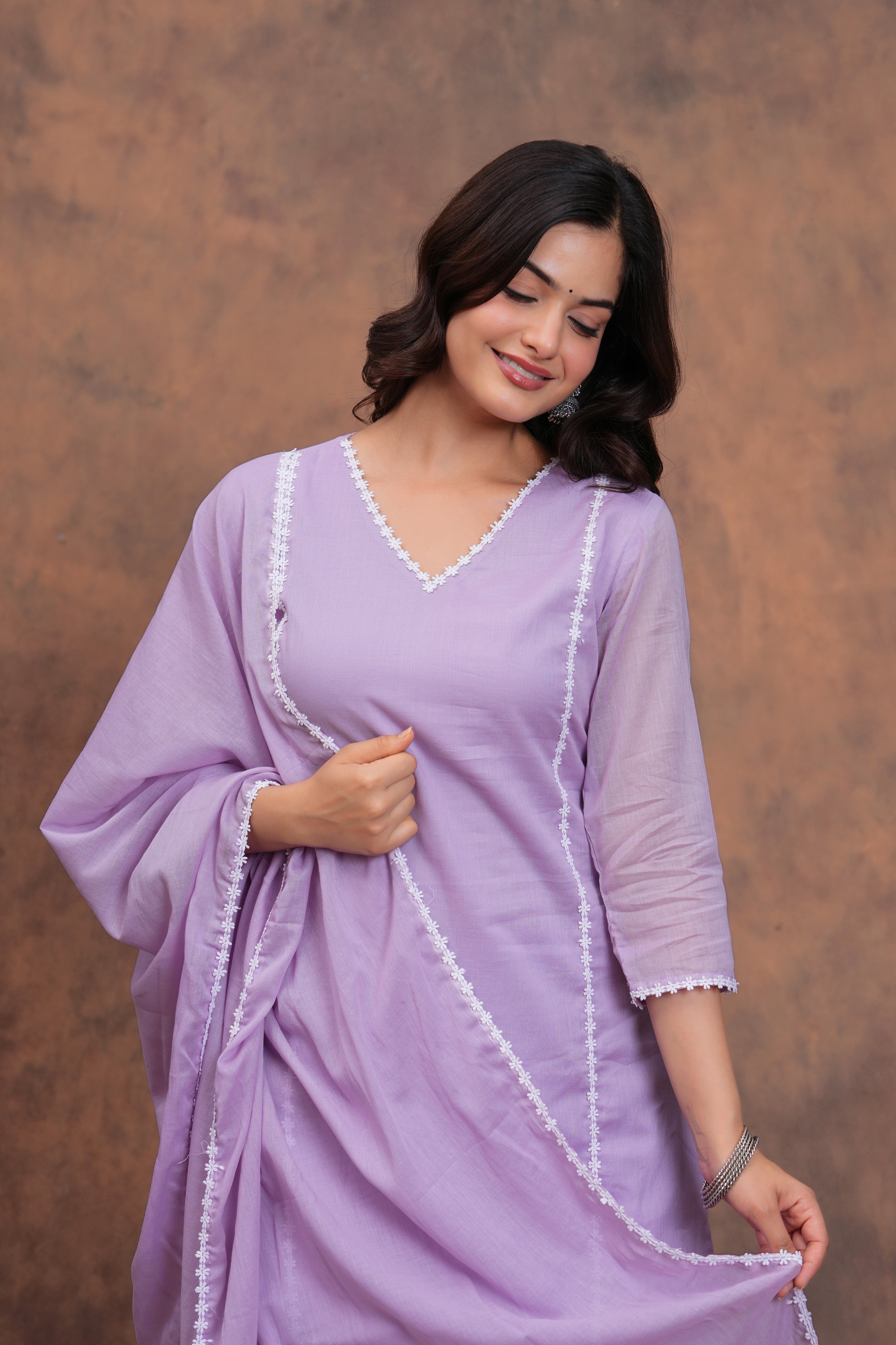 Lilac Mul Cotton Suit Set