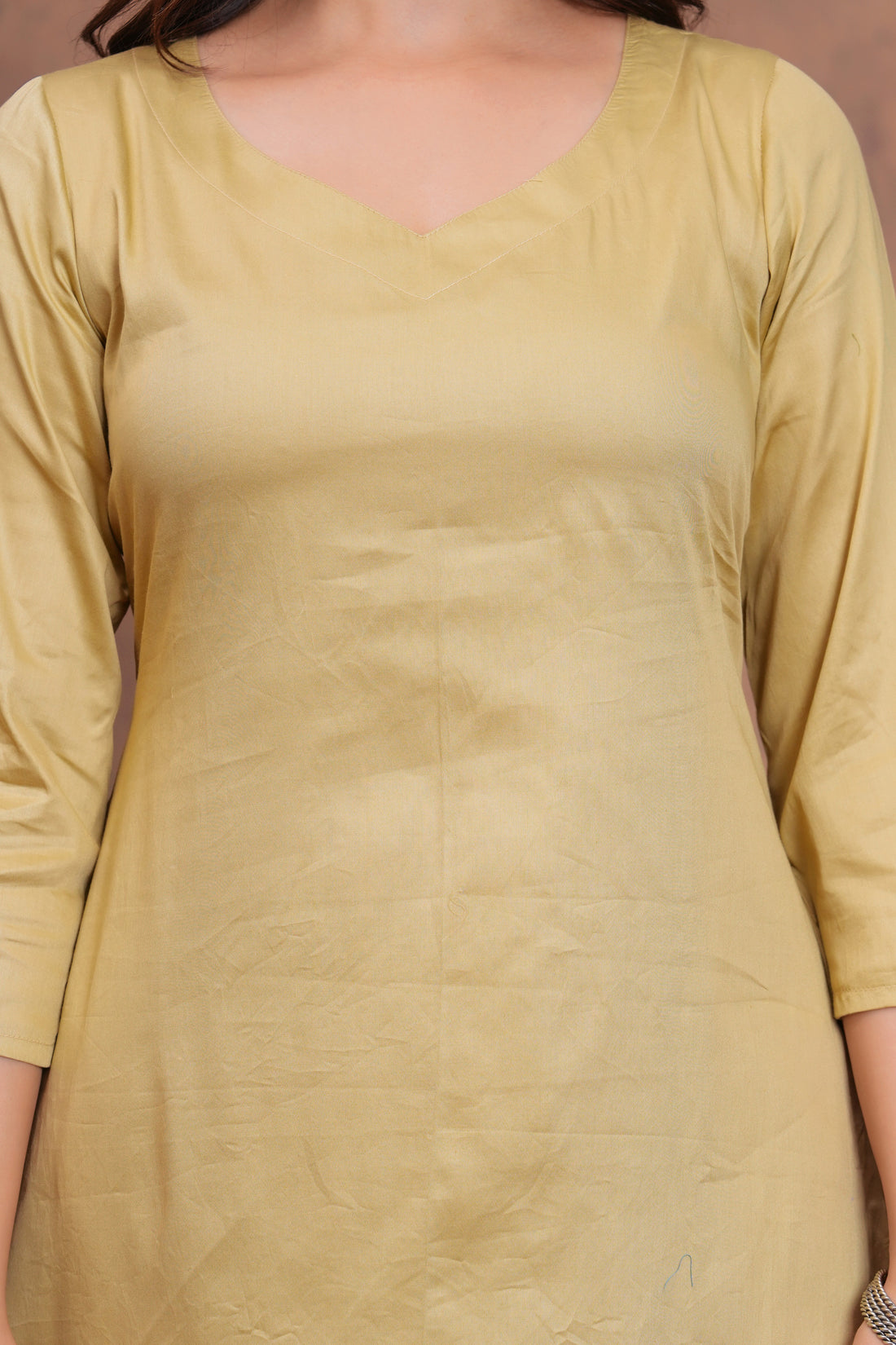 Beige Cotton Silk Scallop Suit Set