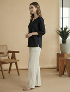 Women's Relaxed Fit Linen Wide-Leg Pants – Natural Beige