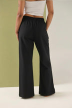 Women's Black High-Rise Wide Leg Palazzo Pants