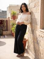 Women's Black High-Waist Wide Leg Trousers