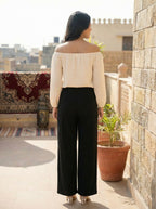 Women's Black High-Waist Wide Leg Trousers