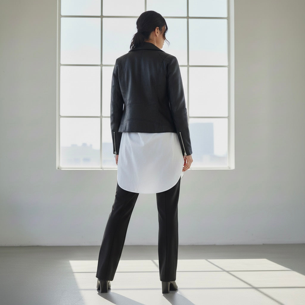 Women's Black High-Waist Straight Fit Formal Pants