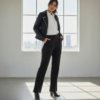Women's Black High-Waist Straight Fit Formal Pants