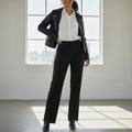 Women's Black High-Waist Straight Fit Formal Pants