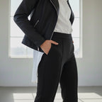 Women's Black High-Waist Straight Fit Formal Pants