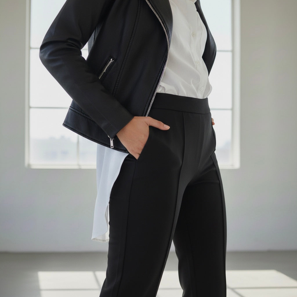 Women's Black High-Waist Straight Fit Formal Pants