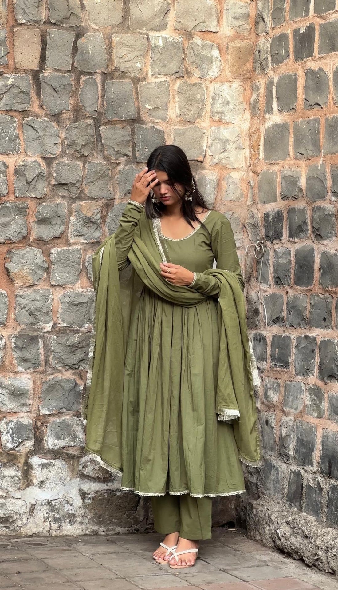 Olive Green Gher Suit Set