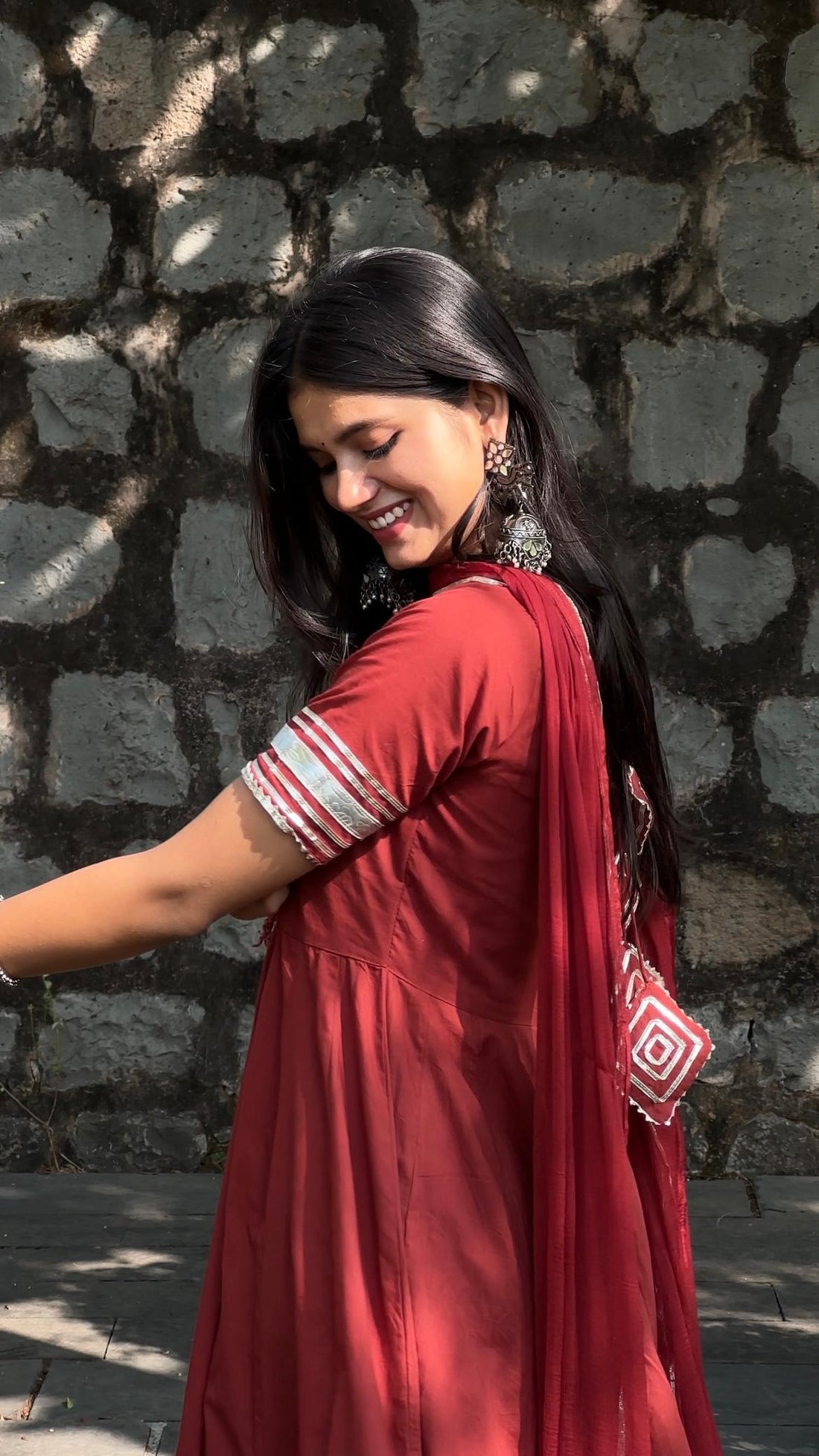 Noor Brown Gota Anarkali Suit Set