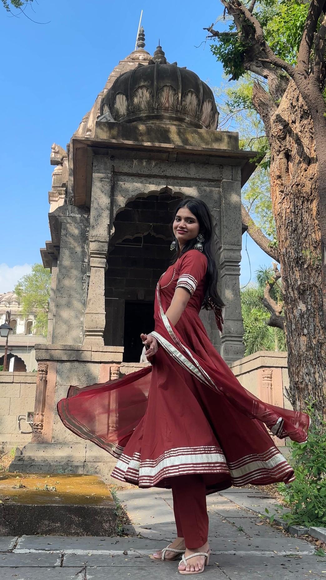 Noor Brown Gota Anarkali Suit Set