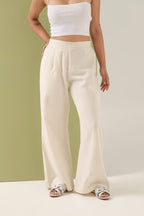 Women's High-Rise Wide-Leg Linen Blend Pants – Ivory Beige