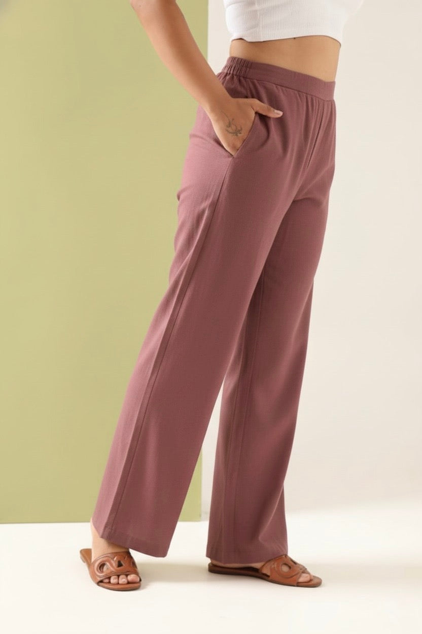 Women's Dusty Rose Wide Leg Palazzo Pants